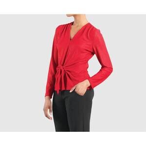 NEW CLARA SUNWOO v-neck center front tie top in glimmer speck
